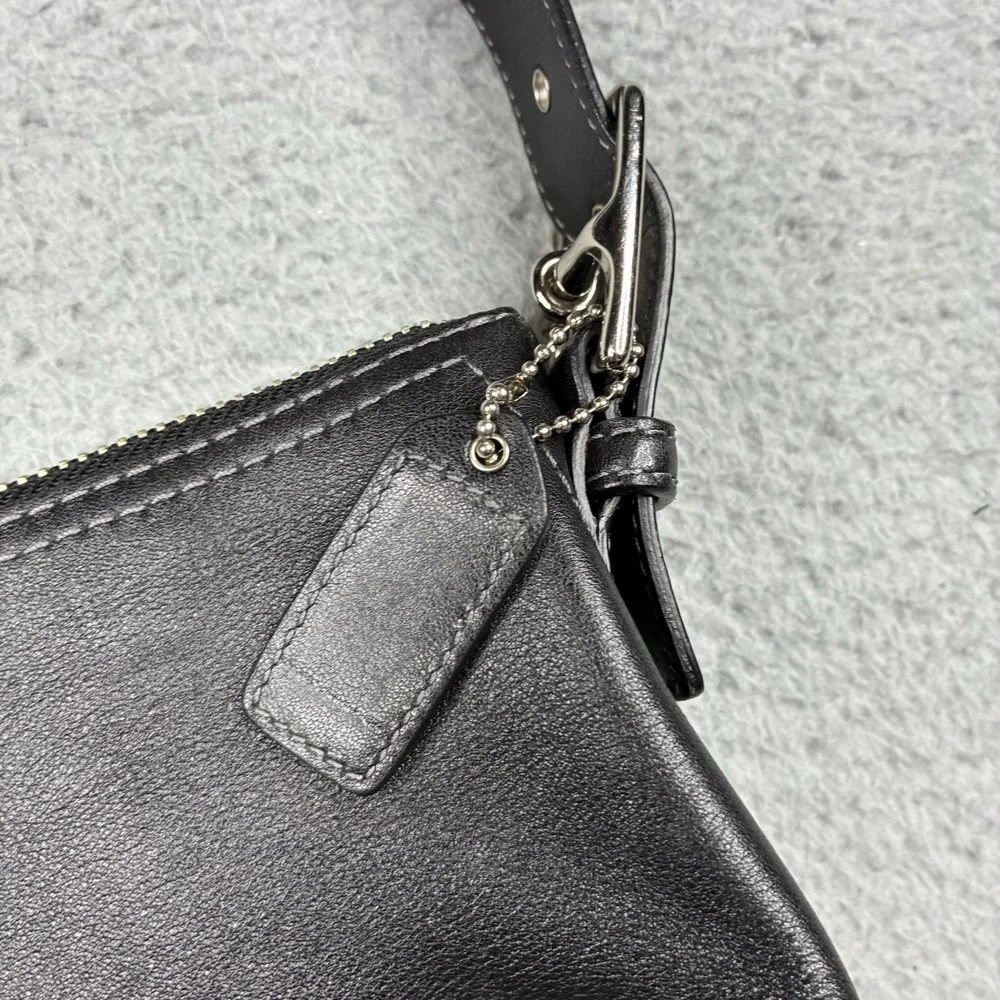 Vintage Coach Hamptons Demi 7461 Black Leather Baguette Shoulder Bag Y2K